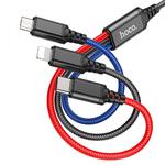 Кабель USB на Micro USB+Type-C+Lightning (iPhone) 1м Hoco X76