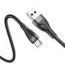 Кабель USB на Type-C 1м Borofone BX61 3A Black (плетеный)